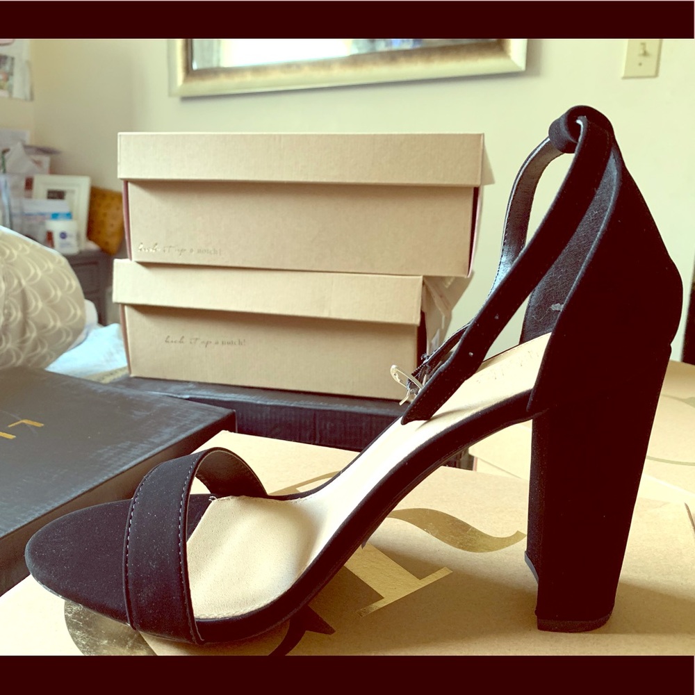 Black suede strapped Heels